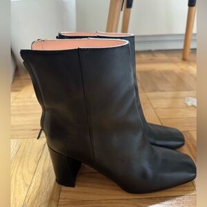J. Crew Black Leather Square Toed Boots